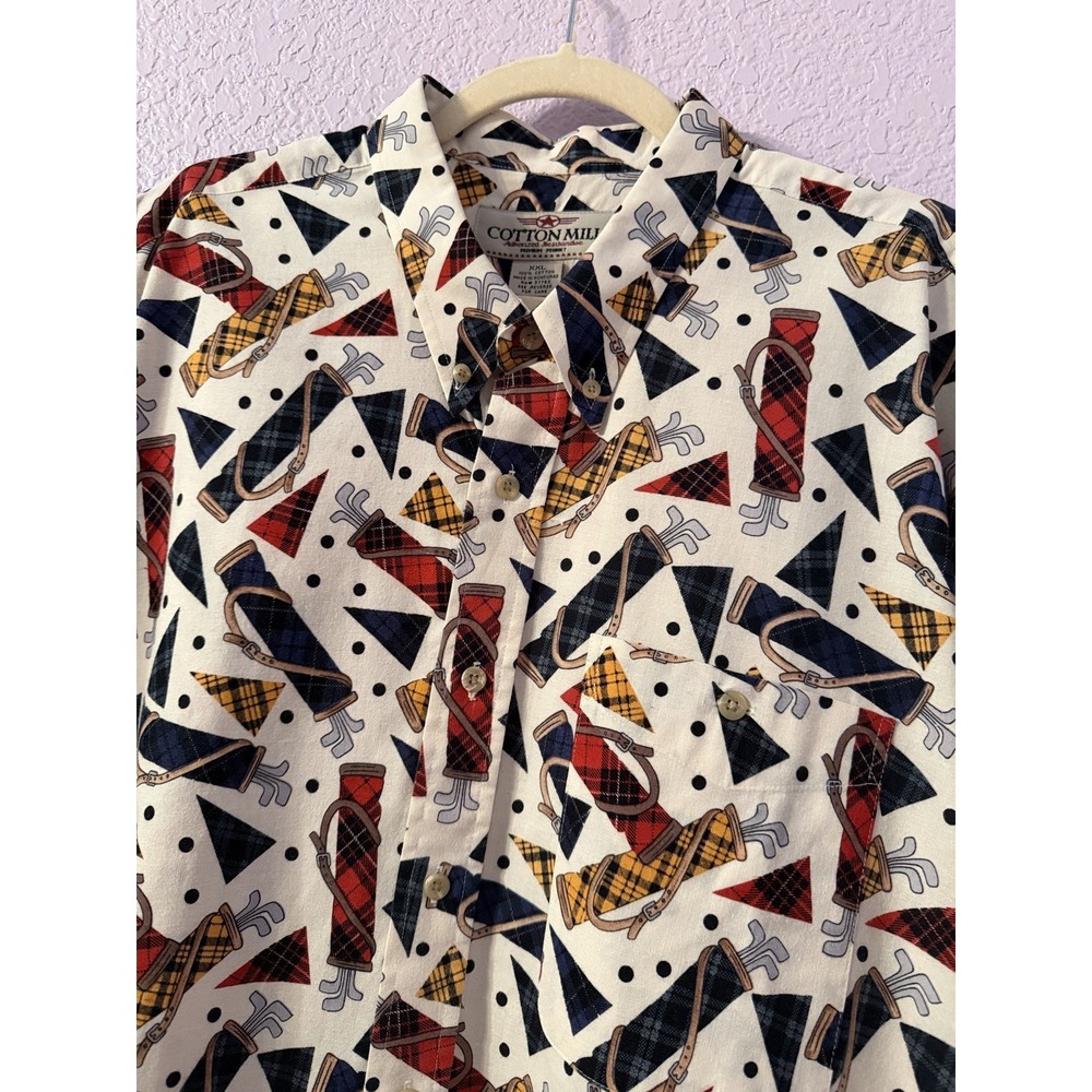 Vtg Cotton Mill Button Down Shirt Mens XXL Camp Golf Aloha 90s Blokecore Novelty